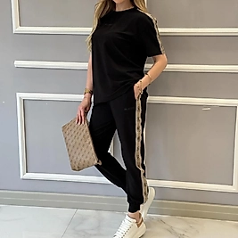 Gu Kol Detaylı 2 İplik Siyah Takım